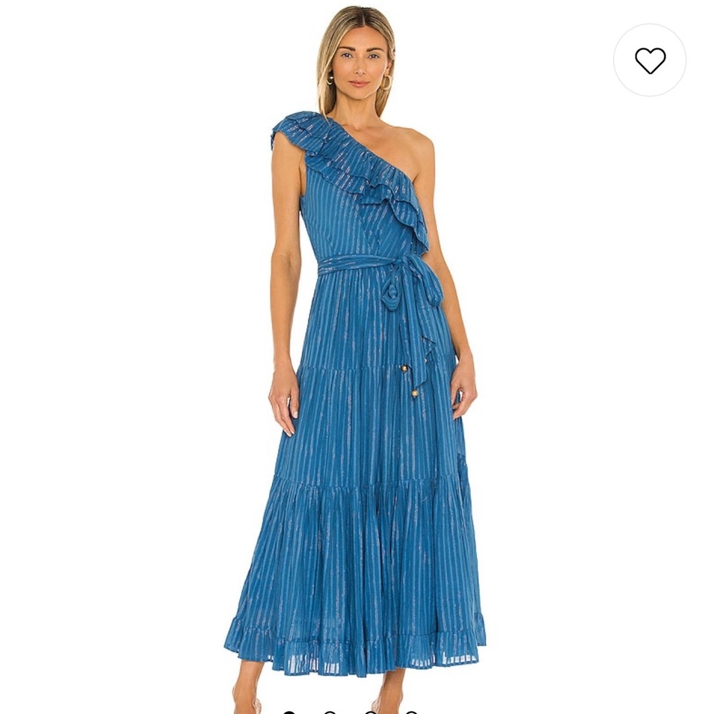Karina Grimaldi Dafne One Shoulder Maxi Dress in Blue